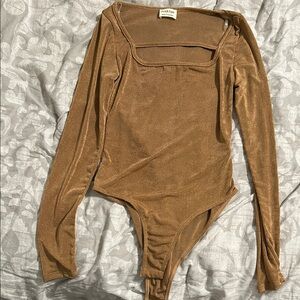 Brown shimmery Long Sleeve Bodysuit